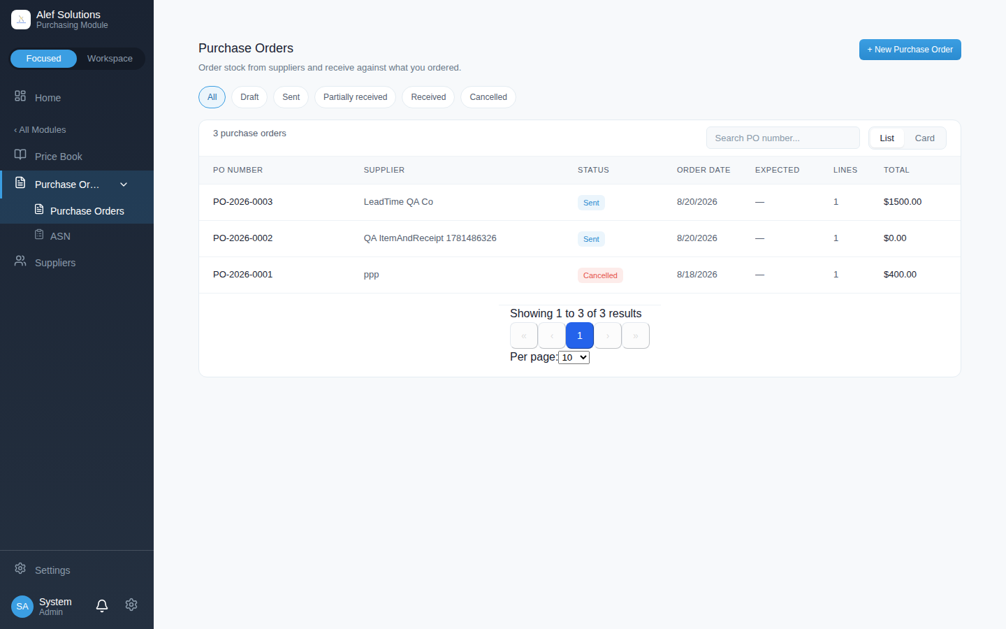 Purchase orders to shelf